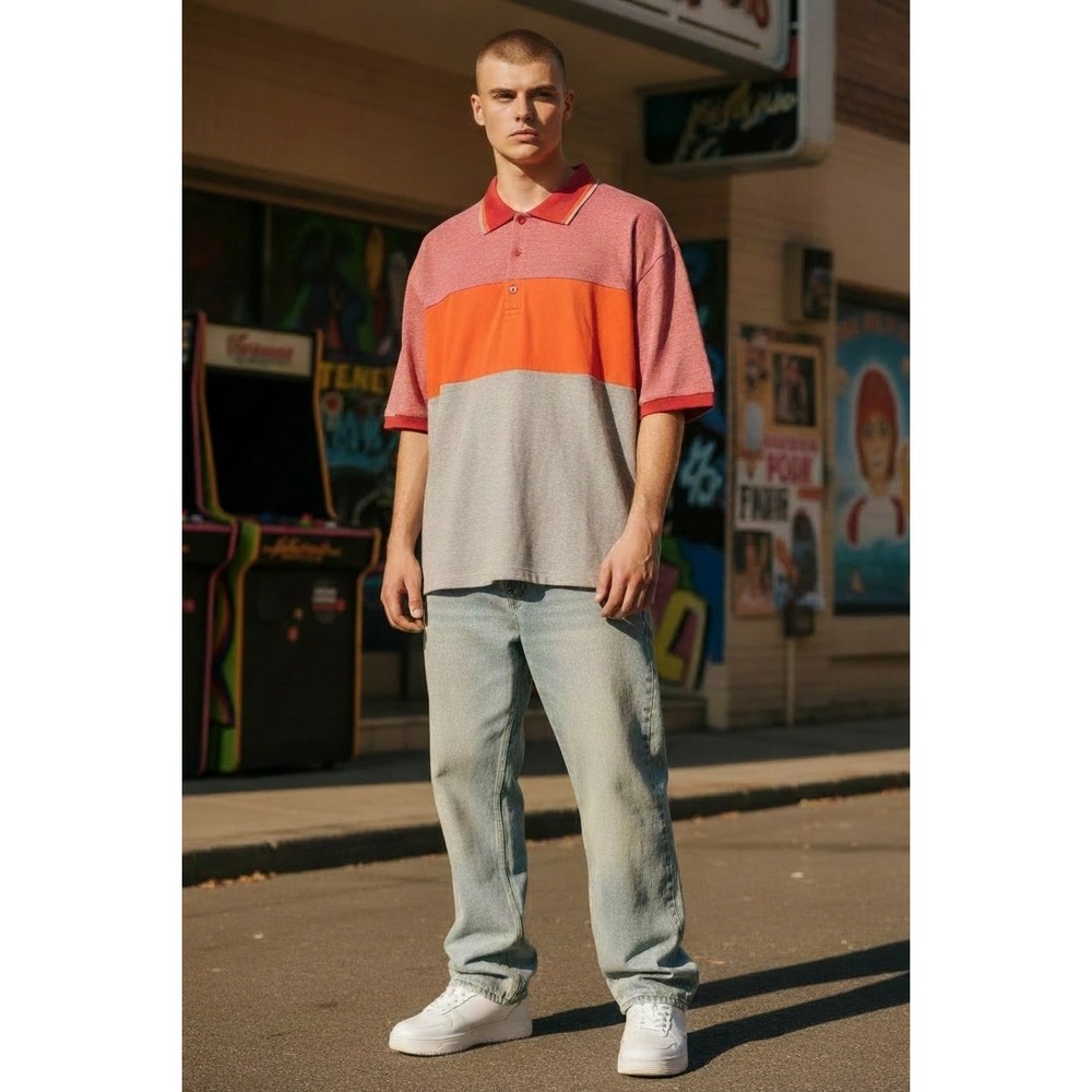 Rocawear Classic Collared Shirt Colorblock Polo Shirt Preppy Casual Sz 6XB Y2K